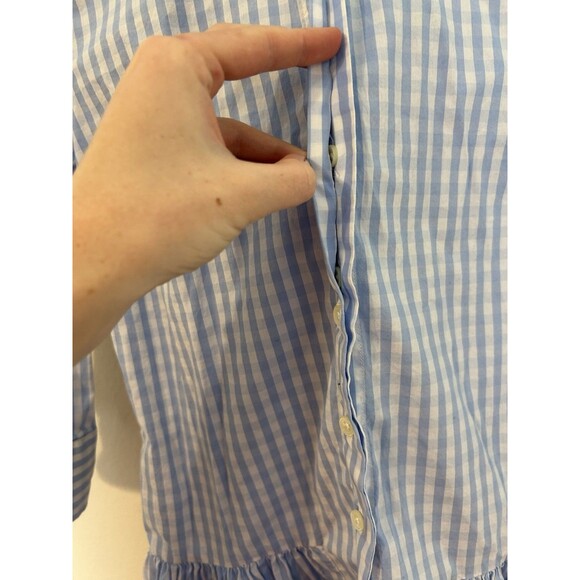 The Shirt Rochelle Behrens S Drop Waist Dress Blue Checkered Plaid Mini Puff - Picture 5 of 6